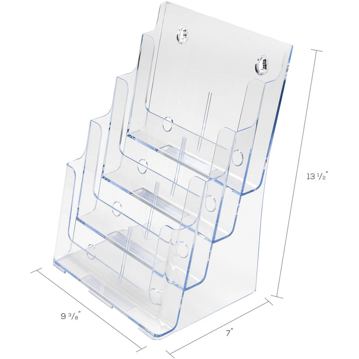 Image of deflecto® 4-Compartment DocuHolder, Magazine Size, 9.38w x 7d x 13.63h, Clear