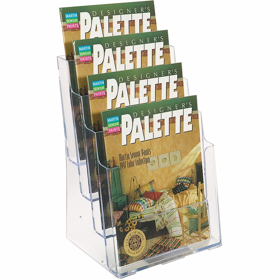 Image of deflecto® 4-Compartment DocuHolder, Magazine Size, 9.38w x 7d x 13.63h, Clear