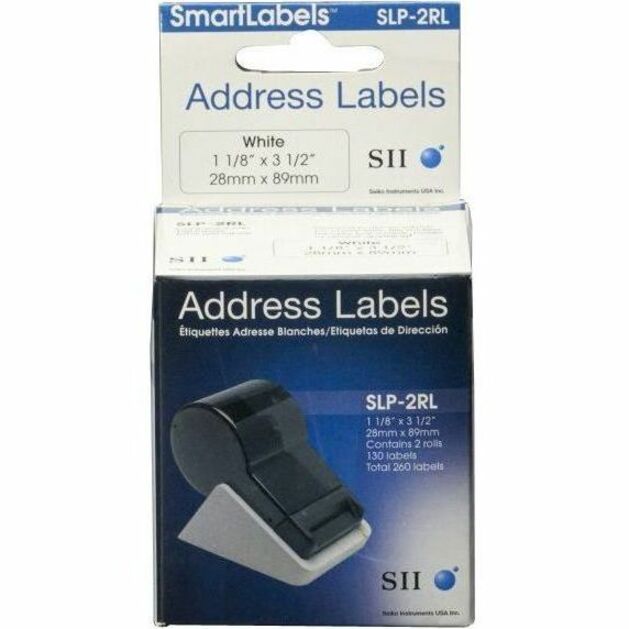 Image of Seiko SLP-2RL SmartLabel Printer Address Labels, 1 1/8" W x 3 1/2" Length, Rectangle, Direct Thermal, White, Paper, 130 / Roll, 1 Each