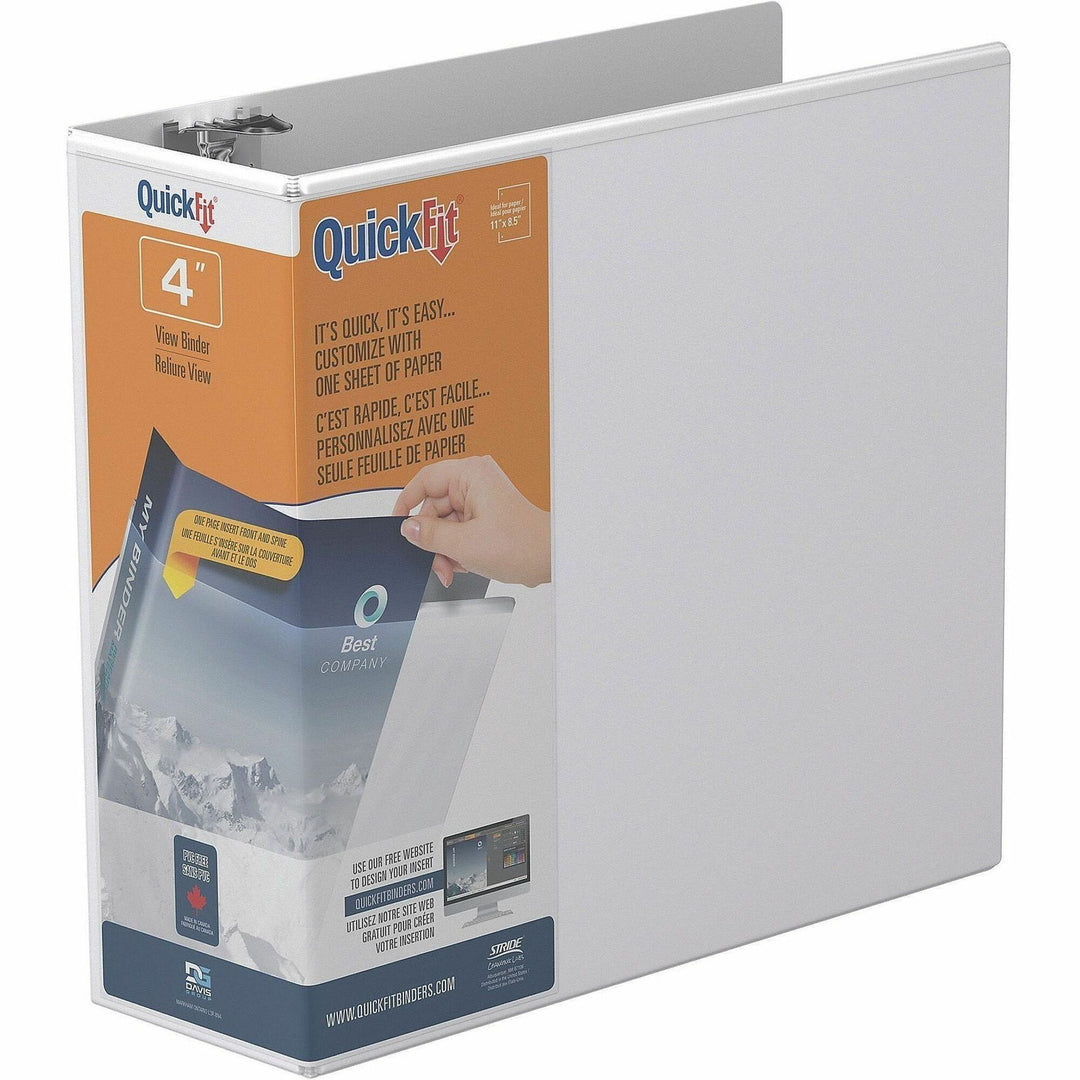 Image of QuickFit 8706-00 View Binder, 3-Ring Binder, Angle D Ring, 4 Inch, White