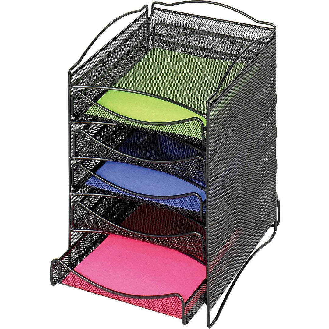 Image of Safco® Onyx Stackable Literature Organizer, Five-Drawer, 10.25 x 12.75 x 15.25, Black
