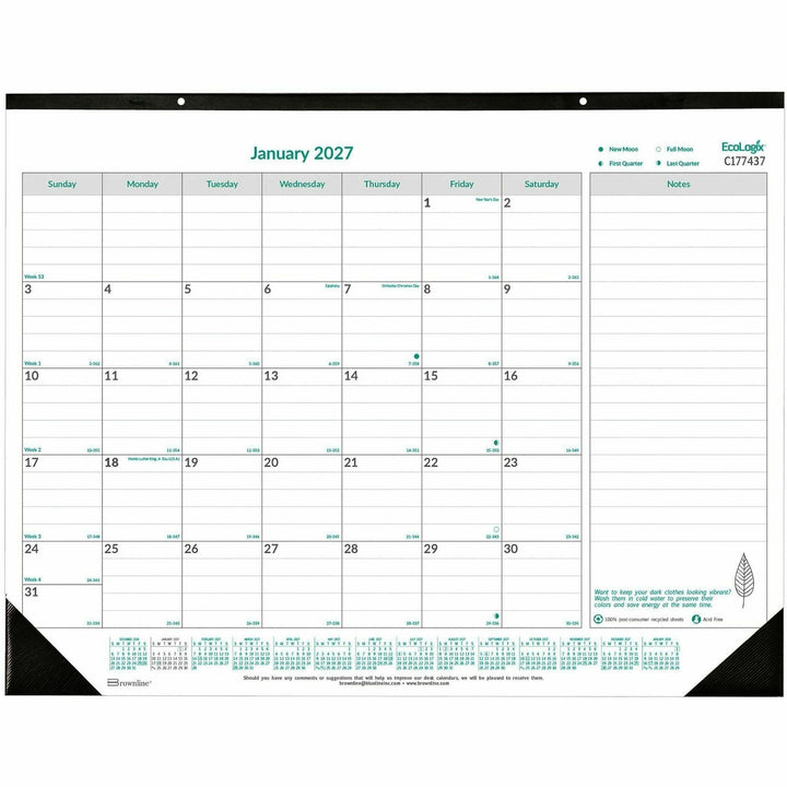 Image of Brownline C177437 2027 EcoLogix® Monthly Desk Pad Calendar