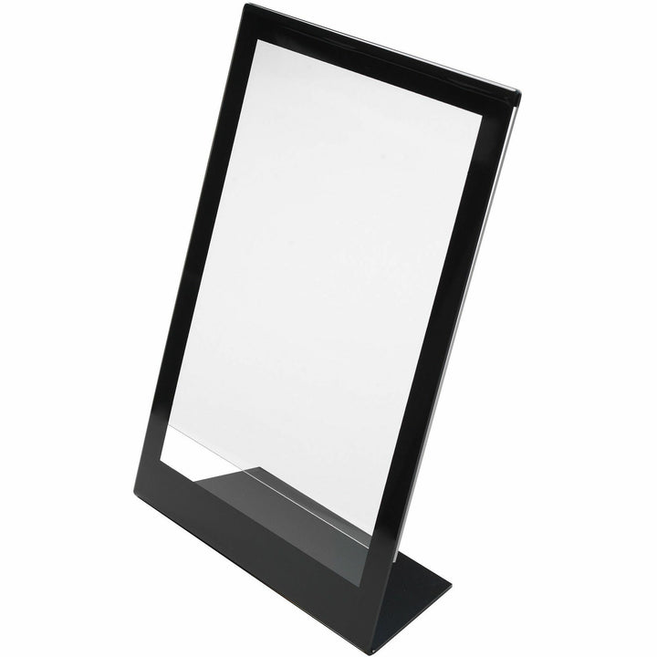 Image of deflecto® Slanted Standup Sign Holder, Insert 8-1/2"x11", Black