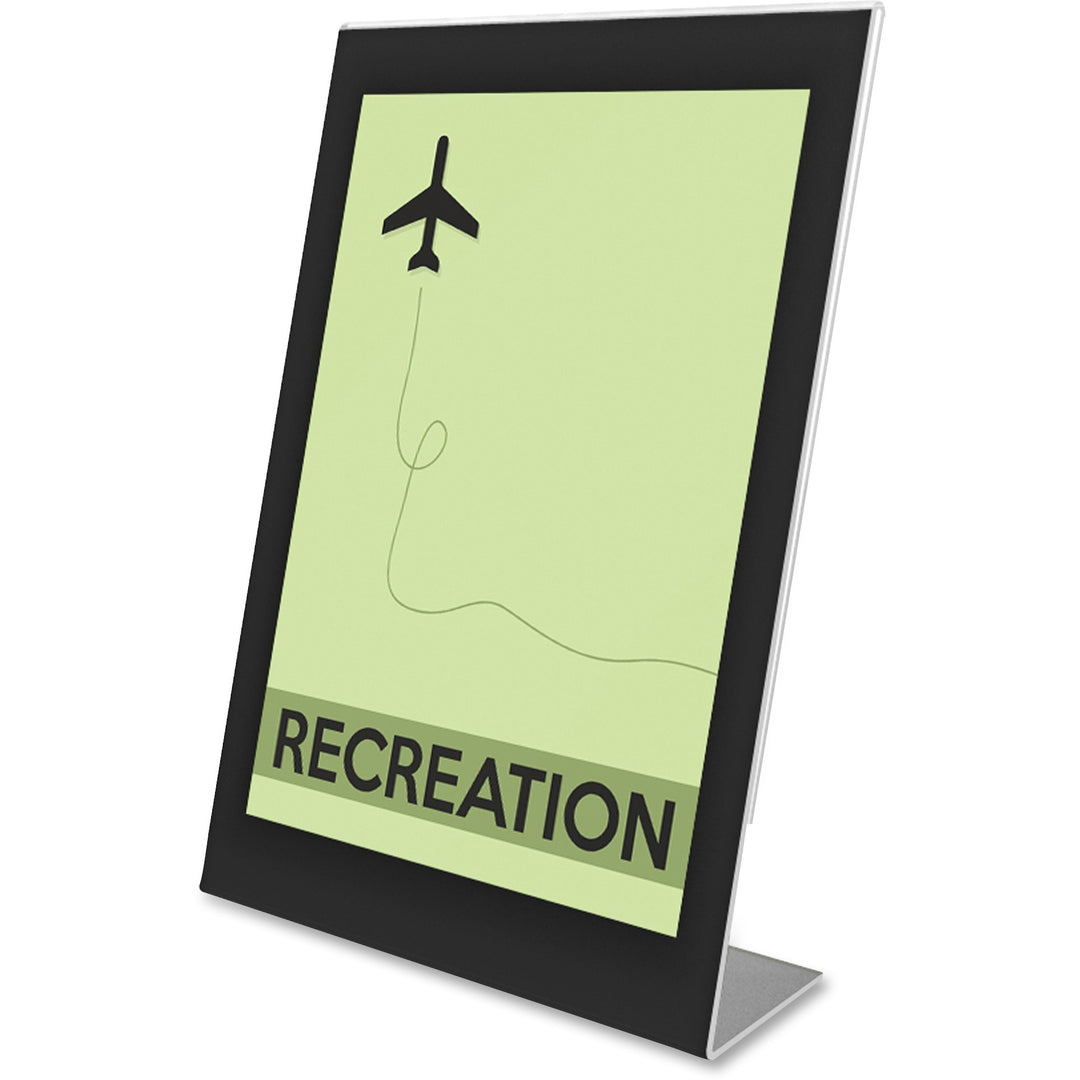 Image of deflecto® Slanted Standup Sign Holder, Insert 8-1/2"x11", Black