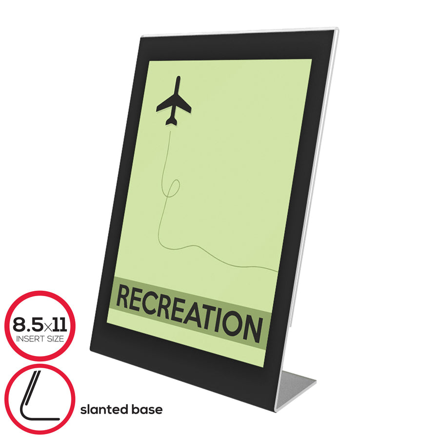 Image of deflecto® Slanted Standup Sign Holder, Insert 8-1/2"x11", Black