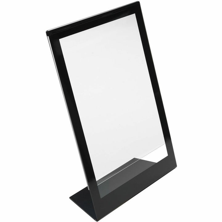 Image of deflecto® Slanted Standup Sign Holder, Insert 8-1/2"x11", Black