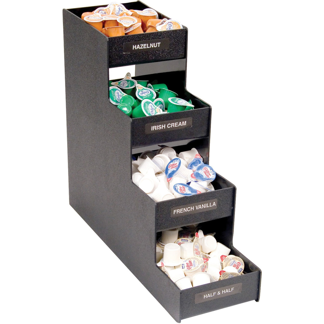 Image of Vertiflex® Commercial Grade Narrow Condiment Organizer, 8 Compartments, 6 x 19 x 15.88, Black