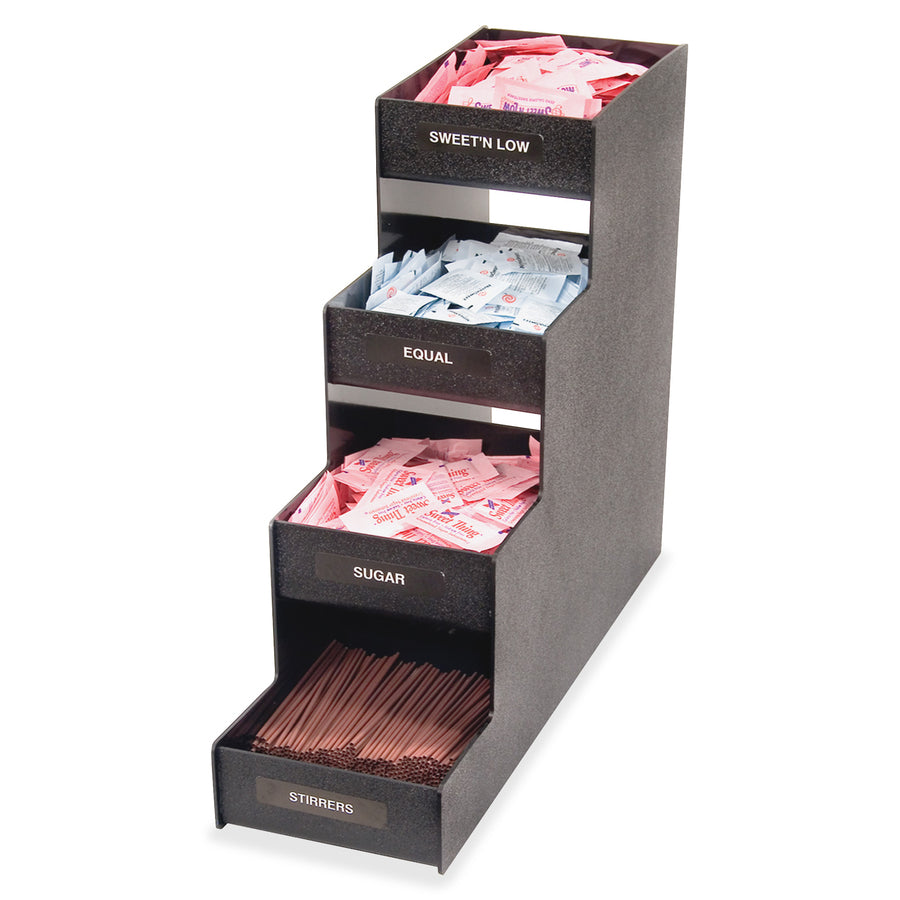 Image of Vertiflex® Commercial Grade Narrow Condiment Organizer, 8 Compartments, 6 x 19 x 15.88, Black