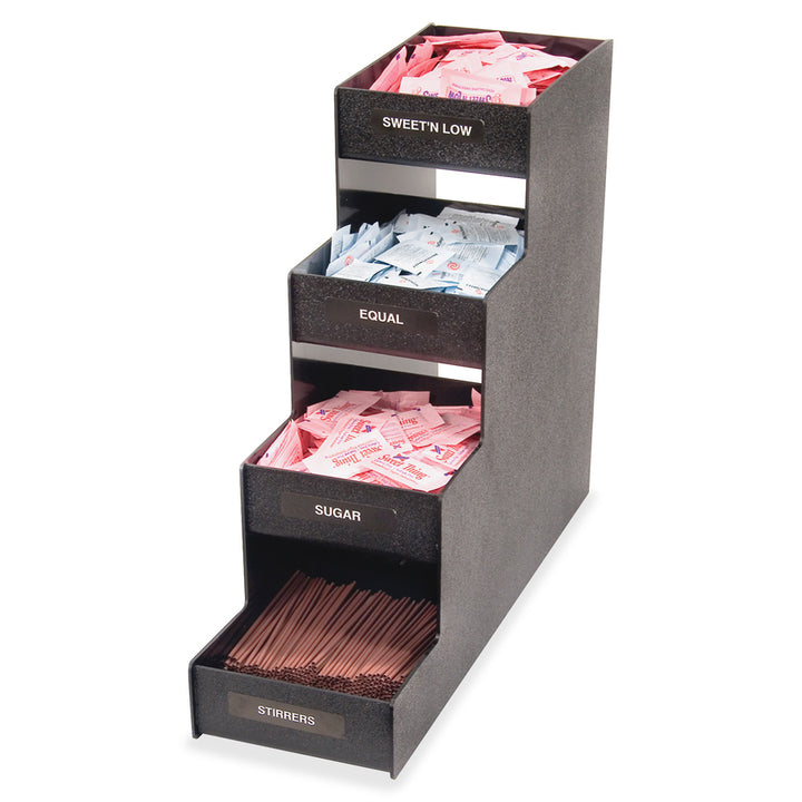Image of Vertiflex® Commercial Grade Narrow Condiment Organizer, 8 Compartments, 6 x 19 x 15.88, Black