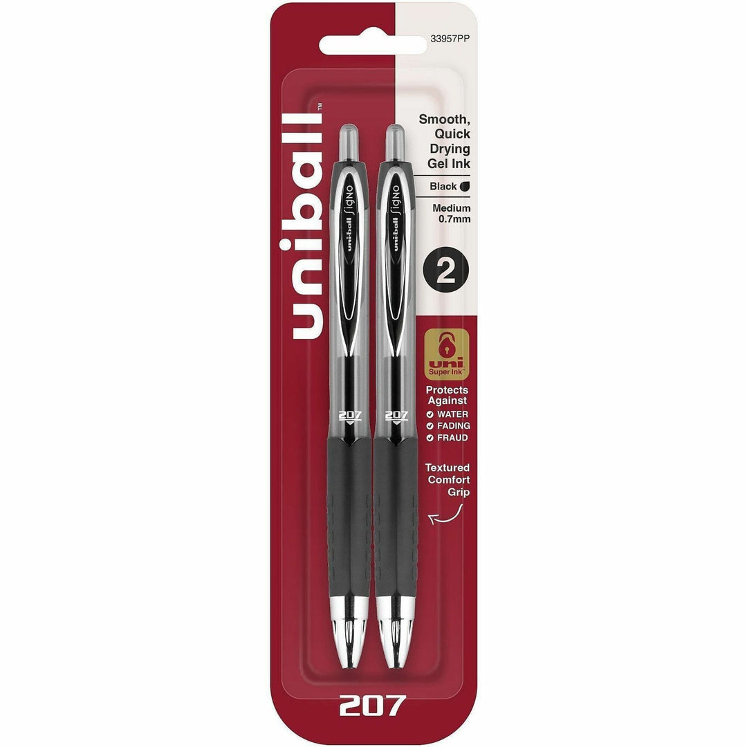 Image of uniball® Gel Pens, Retractable, Refillable, 0.7mm, 2/PK, BK