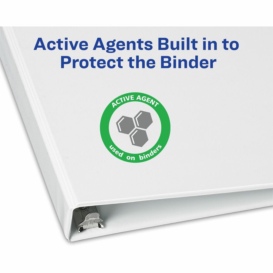 Image of Avery® Touchguard Protection Heavy-Duty View Binders With Slant Rings, 3 Rings, 2" Capacity, 11 X 8.5, White