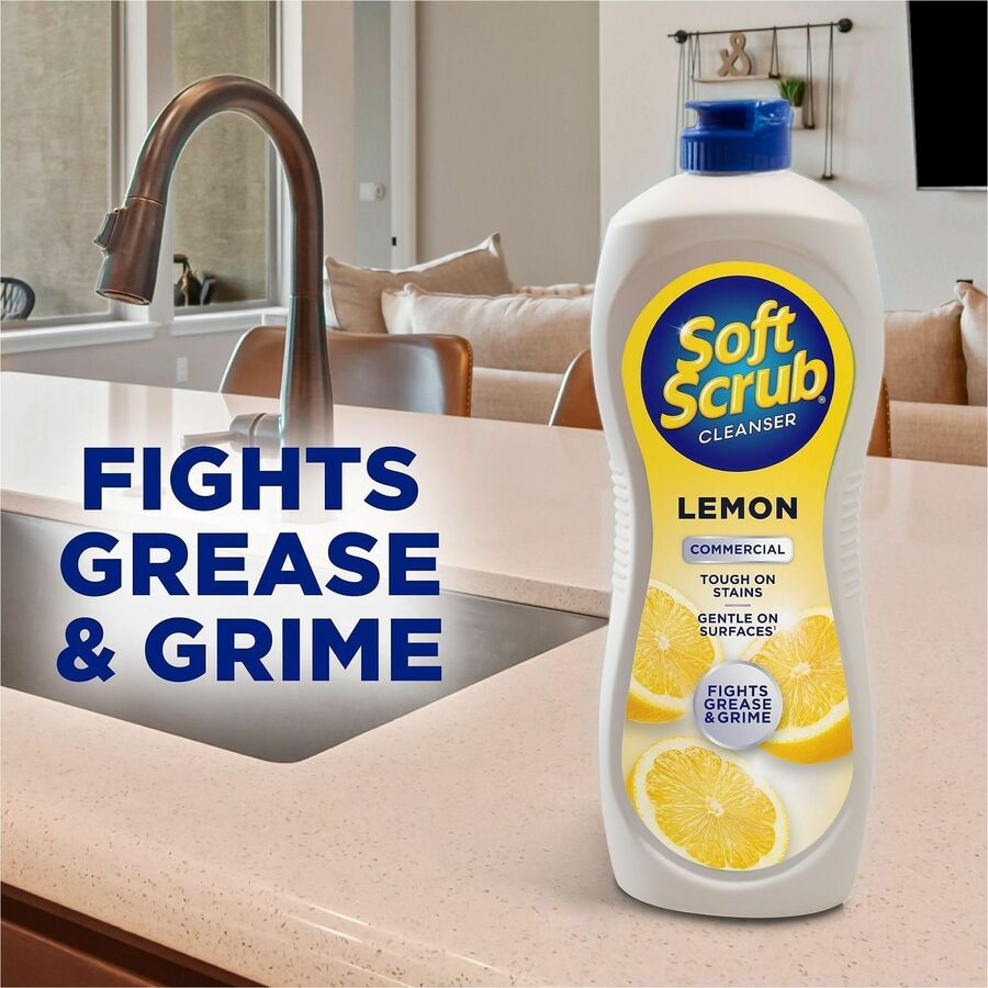 Image of Soft Scrub 15020 All Purpose Cleanser, For Kitchen, 36 fl oz (1.1 quart), Lemon Scent, Disinfectant, Pleasant Scent, Anti-bacterial, 1 Each