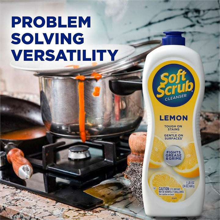 Image of Soft Scrub 15020 All Purpose Cleanser, For Kitchen, 36 fl oz (1.1 quart), Lemon Scent, Disinfectant, Pleasant Scent, Anti-bacterial, 1 Each