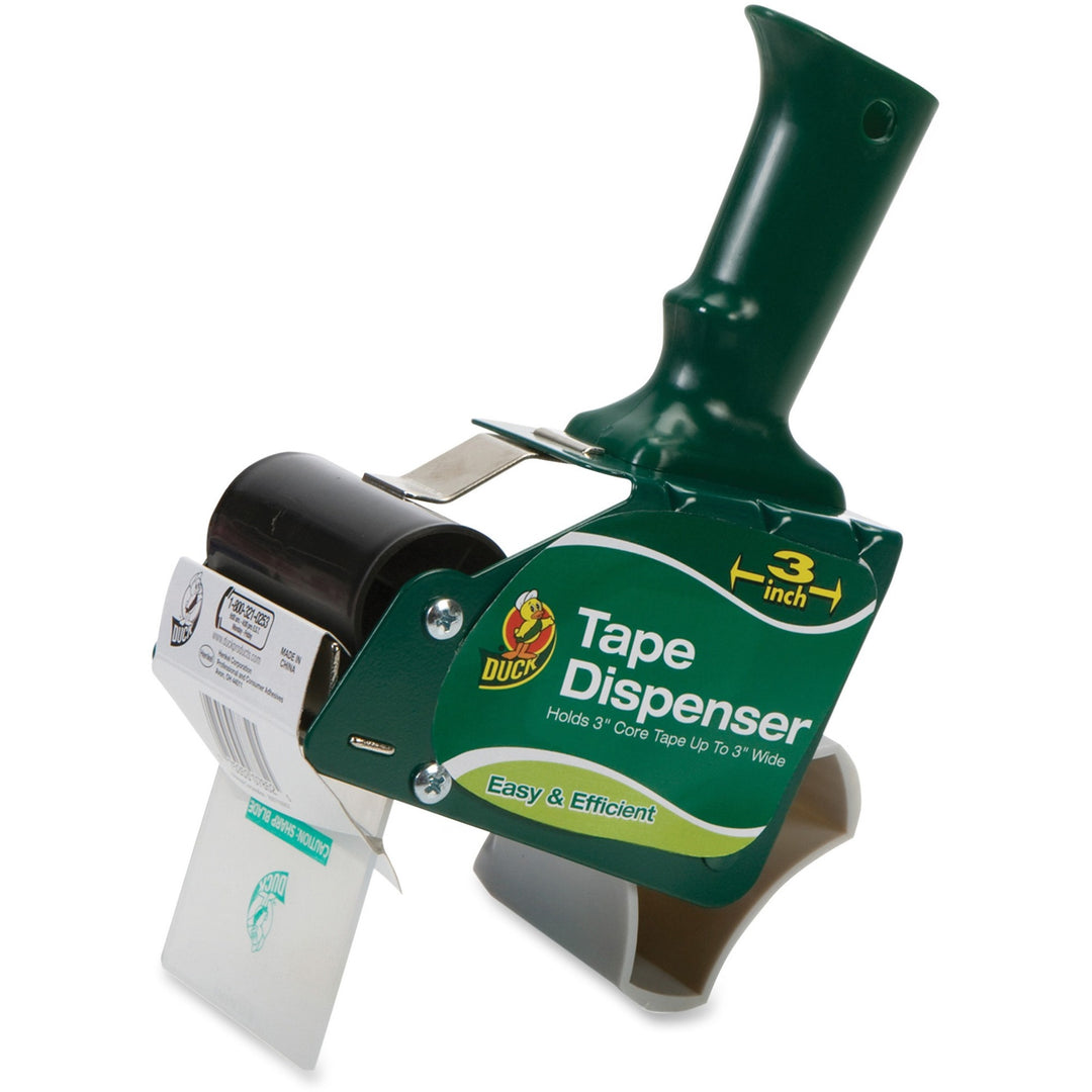 Image of Duck® Extra-Wide Packaging Tape Dispenser, 3" Core, For Rolls Up To 3" X 54.6 Yds, Green