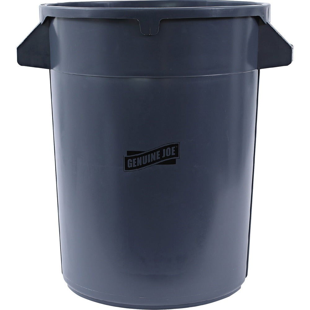 Image of Genuine Joe Trash Container, Heavy-duty, 32 Gallon, Gray