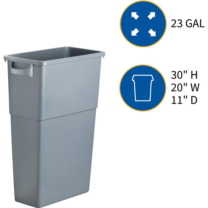 Image of Genuine Joe Waste Container, Space-Saving, 23 Gallon, 20"x11"x30", Gray