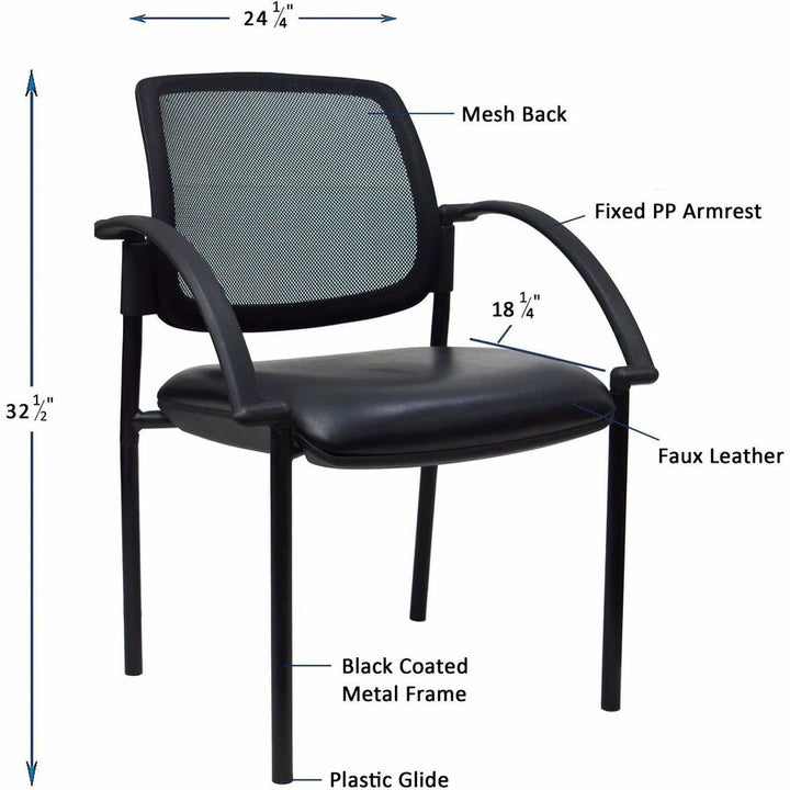 Image of Lorell Guest Chair, 24"x23-1/2"x32-3/4", Black Faux Leather Seat