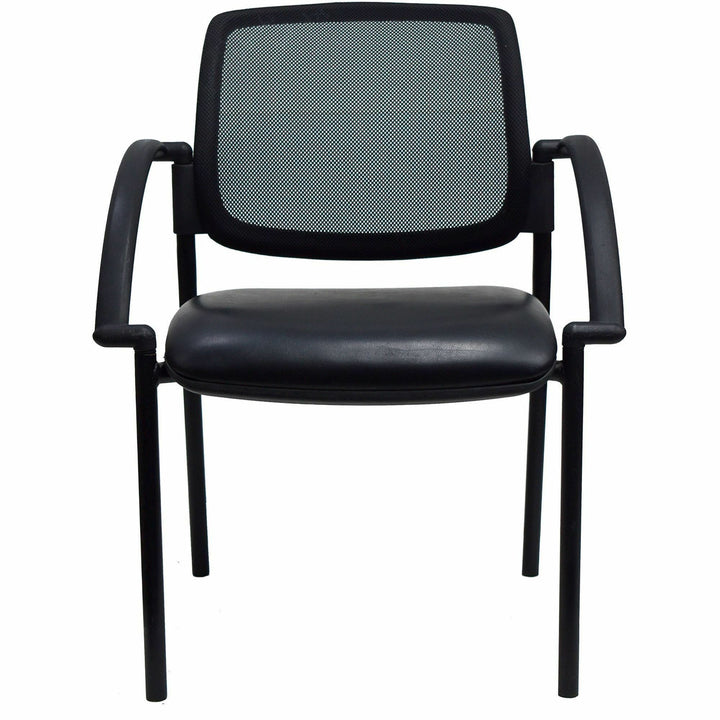 Image of Lorell Guest Chair, 24"x23-1/2"x32-3/4", Black Faux Leather Seat