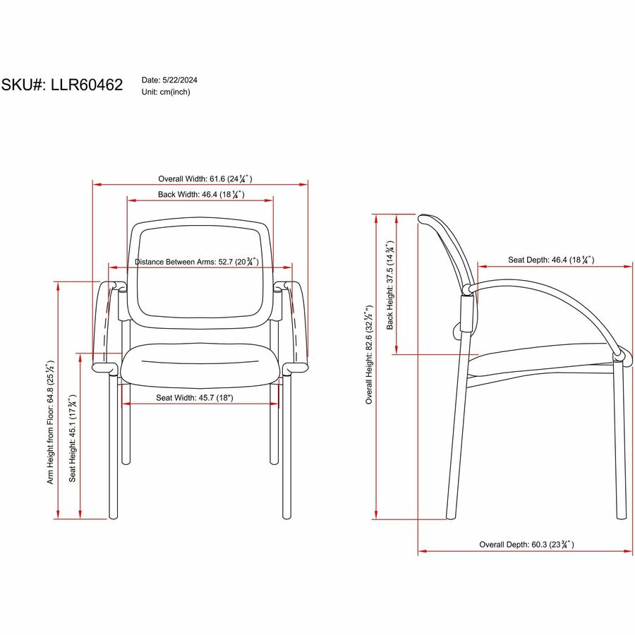 Image of Lorell Guest Chair, 24"x23-1/2"x32-3/4", Black Faux Leather Seat
