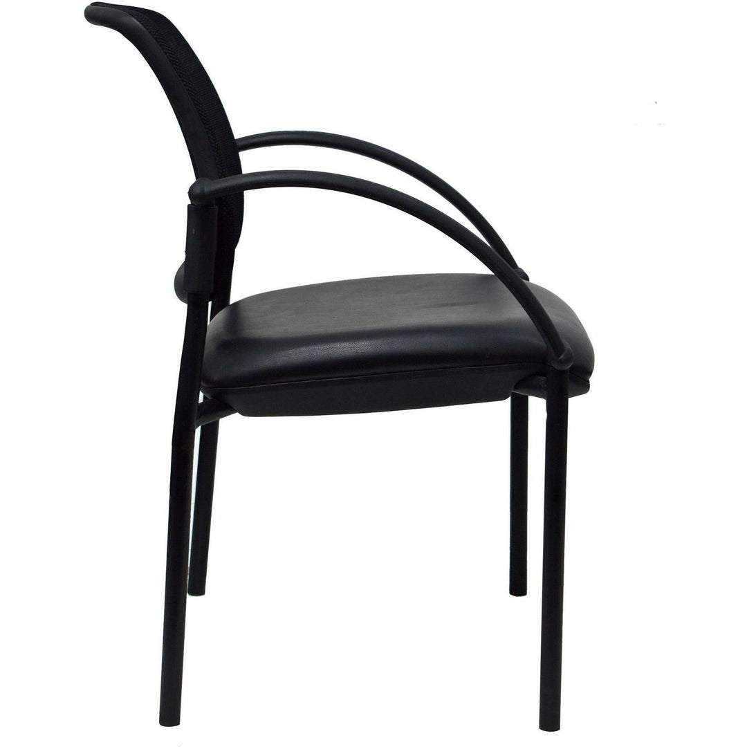 Image of Lorell Guest Chair, 24"x23-1/2"x32-3/4", Black Faux Leather Seat