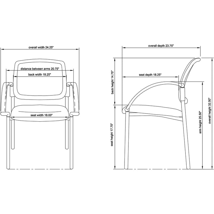 Image of Lorell Guest Chair, 24"x23-1/2"x32-3/4", Black Faux Leather Seat