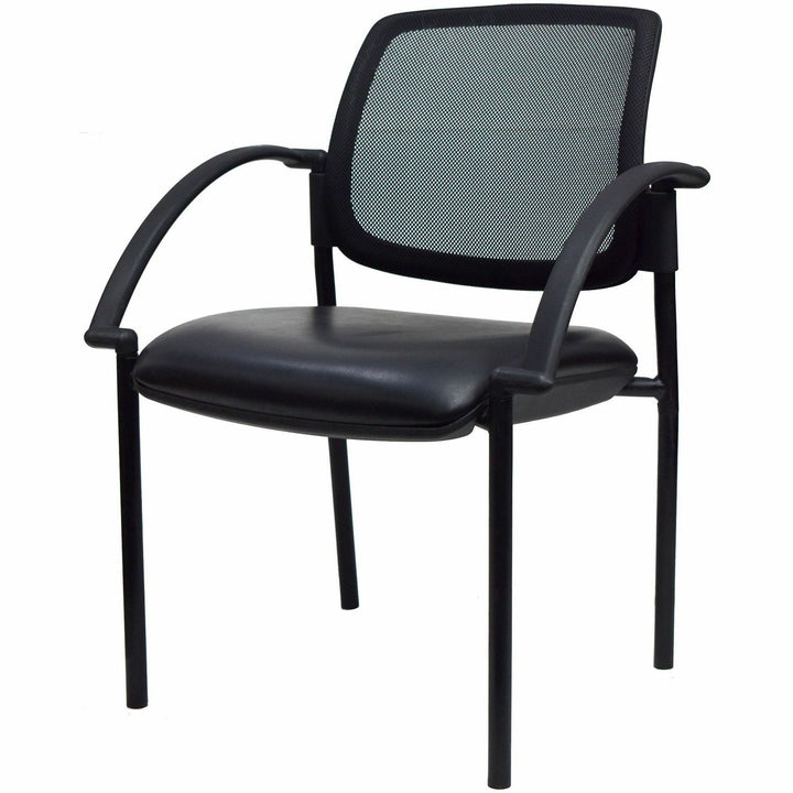 Image of Lorell Guest Chair, 24"x23-1/2"x32-3/4", Black Faux Leather Seat