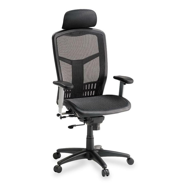 Image of Lorell High Back Chair, Mesh, 28-1/2"x28-1/2"x51", Black