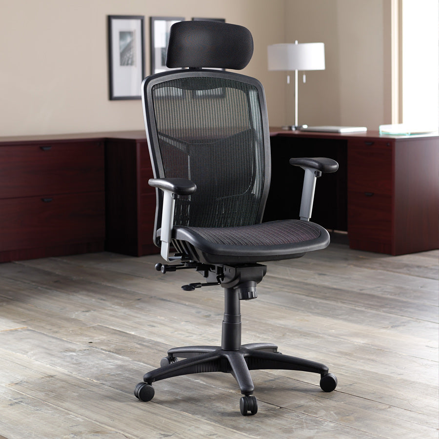 Image of Lorell High Back Chair, Mesh, 28-1/2"x28-1/2"x51", Black