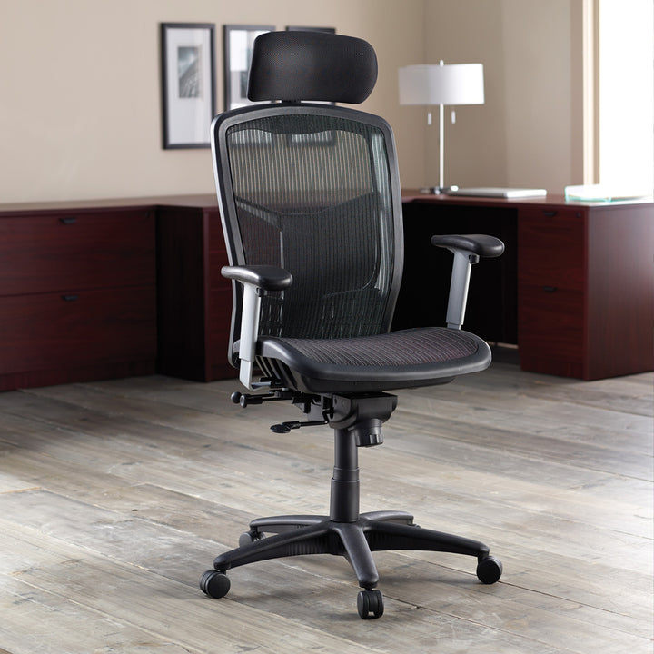 Image of Lorell High Back Chair, Mesh, 28-1/2"x28-1/2"x51", Black