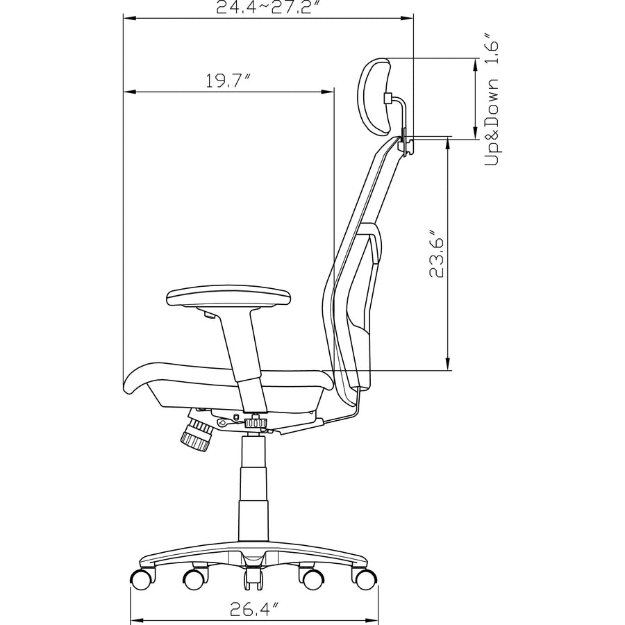 Image of Lorell High Back Chair, Mesh, 28-1/2"x28-1/2"x51", Black