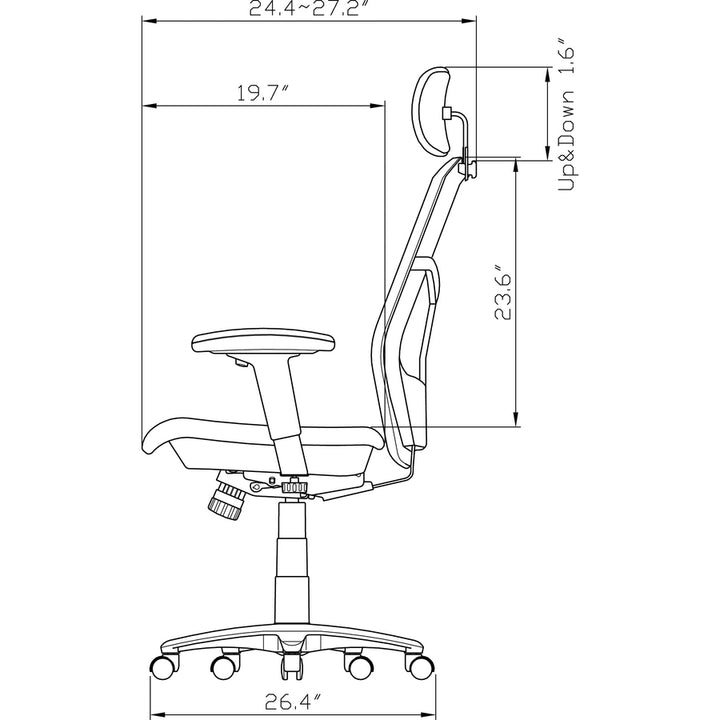 Image of Lorell High Back Chair, Mesh, 28-1/2"x28-1/2"x51", Black