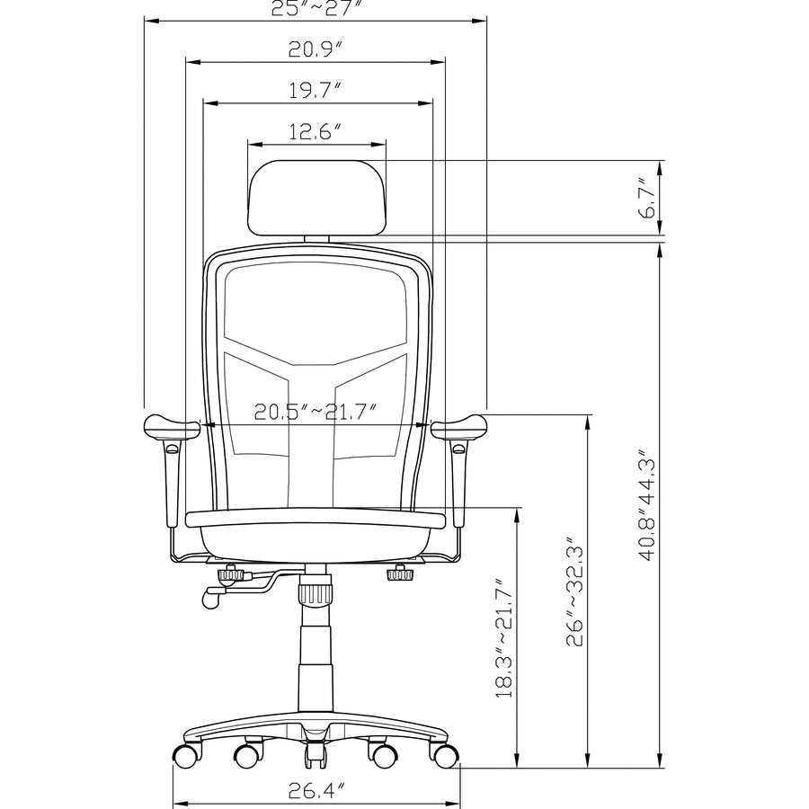 Image of Lorell High Back Chair, Mesh, 28-1/2"x28-1/2"x51", Black