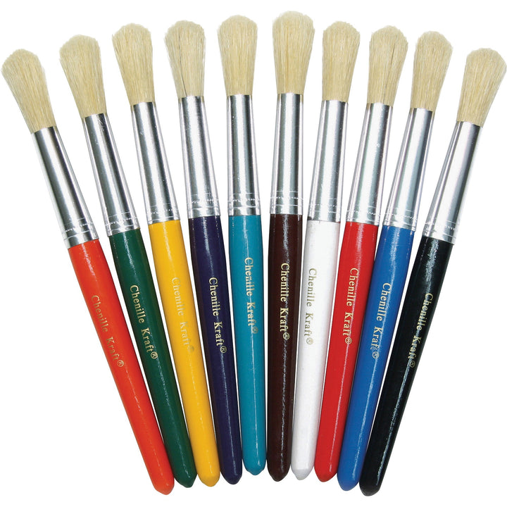 Image of Pacon® Paint Brushes,Natural Bristles,Round,7-1/2" Hdle,10/ST,AST