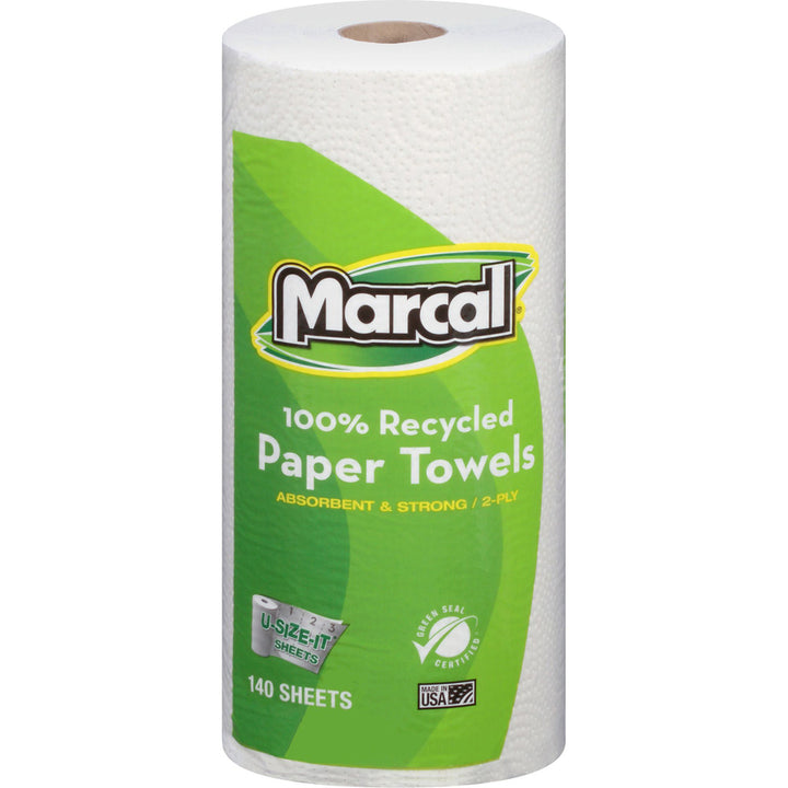 Image of Marcal® Paper Towels, 2-Ply, 140 Sheets/Roll, 12 Roll/CT, White
