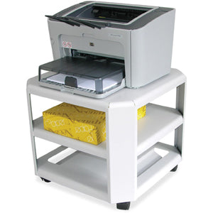 Image of Master® Mead-Hatcher Mobile Printer Stand, Metal, 3 Shelves, 75 lb Capacity, 17.8" x 17.8" x 14.75", Platinum