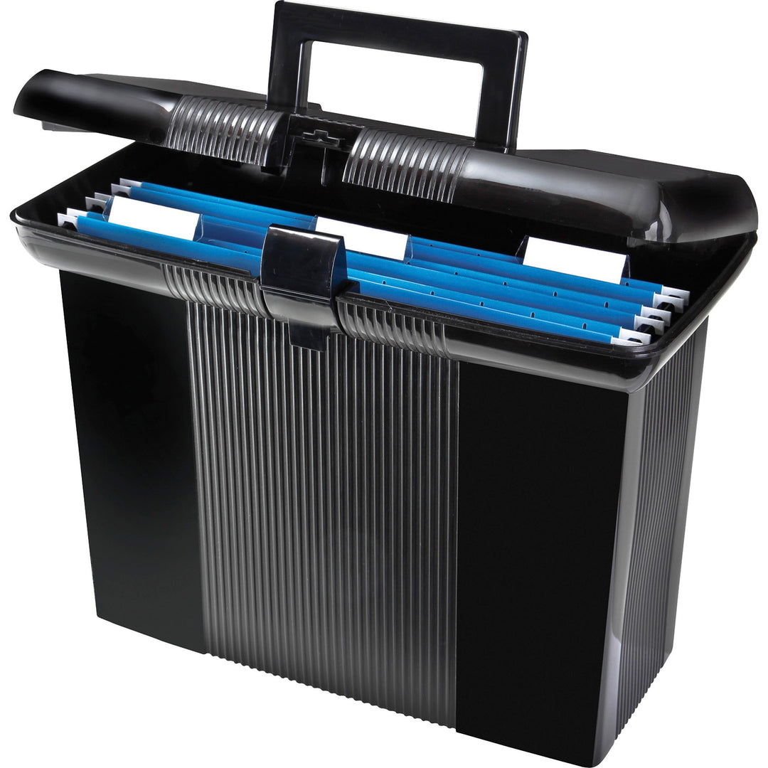 Image of Pendaflex® File Box, Portable, w/Folders/Handle,14"x6-1/2"x11", Black