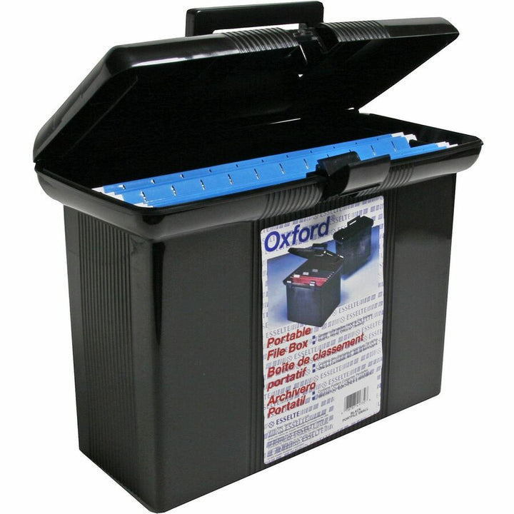 Image of Pendaflex® File Box, Portable, w/Folders/Handle,14"x6-1/2"x11", Black