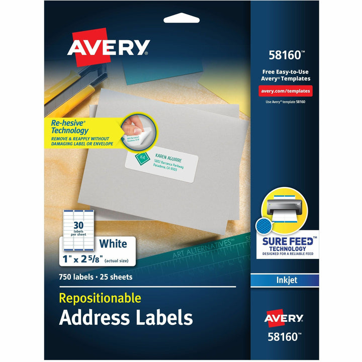Image of Avery® 58160 Repositionable Address Labelss, Sure Feed Technology