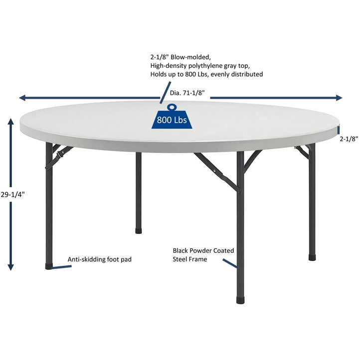 Image of Lorell Banquet Table, Round, 800 lb Capacity, 71"x71"x29-1/4", PM