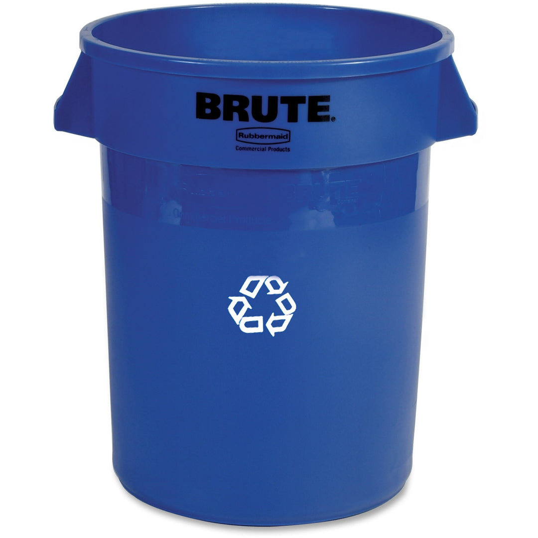 Image of Rubbermaid Commercial Products Recycling Container,Heavy-duty,32 Gal,22"x22"x27-1/4",Blue