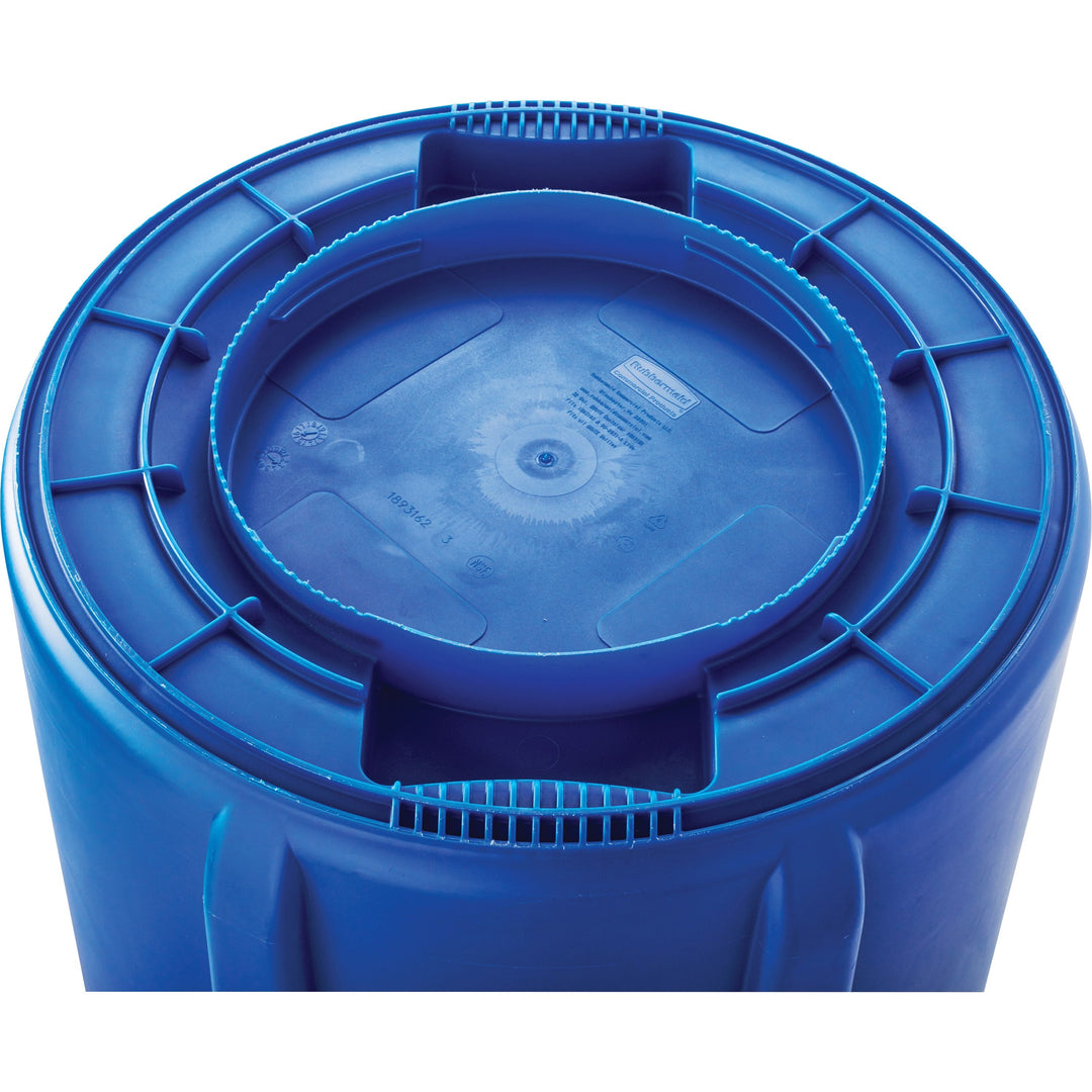 Image of Rubbermaid Commercial Products Recycling Container,Heavy-duty,32 Gal,22"x22"x27-1/4",Blue