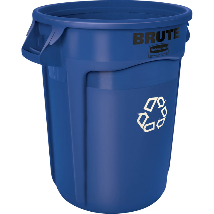 Image of Rubbermaid Commercial Products Recycling Container,Heavy-duty,32 Gal,22"x22"x27-1/4",Blue