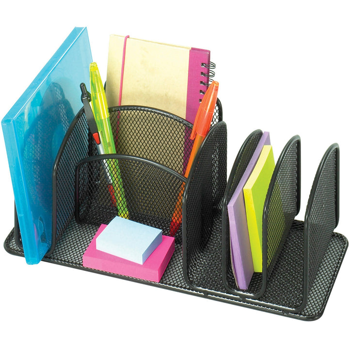 Image of Safco® Deluxe Organizer, 6 Compartments, Steel, 12.5 x 5.25 x 5.25, Black