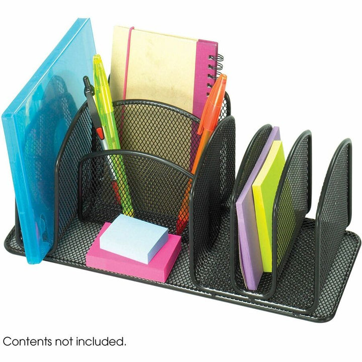 Image of Safco® Deluxe Organizer, 6 Compartments, Steel, 12.5 x 5.25 x 5.25, Black
