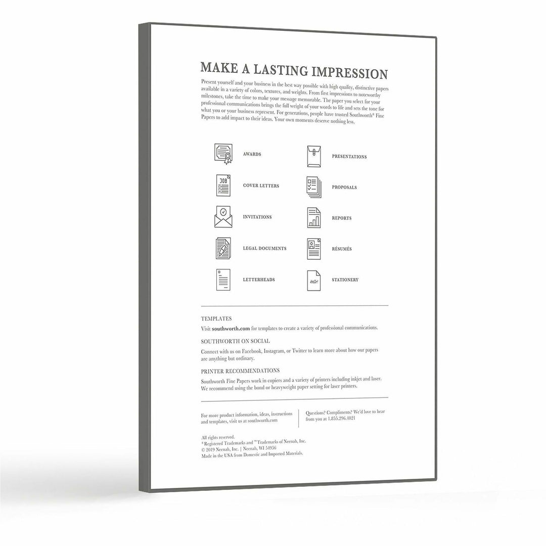 Image of Southworth P984CK Parchment Specialty Paper, Letter, 8 1/2" x 11", 24 lb Basis Weight, Parchment, Acid-free, Lignin-free, Ivory, 100 / Pack