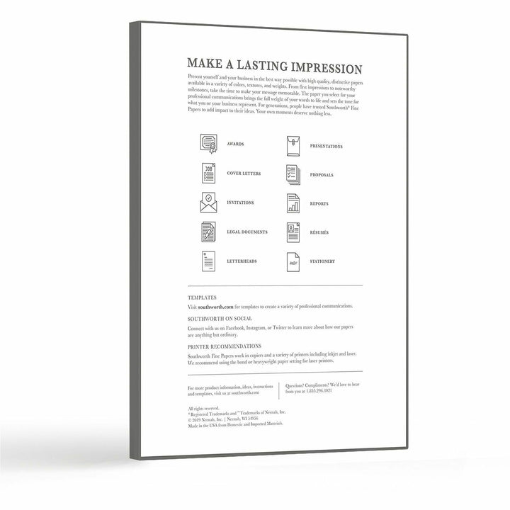 Image of Southworth P984CK Parchment Specialty Paper, Letter, 8 1/2" x 11", 24 lb Basis Weight, Parchment, Acid-free, Lignin-free, Ivory, 100 / Pack