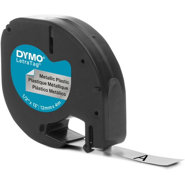 Image of DYMO® LetraTag Tape, 1/2"x13', Plastic, Metallic Silver
