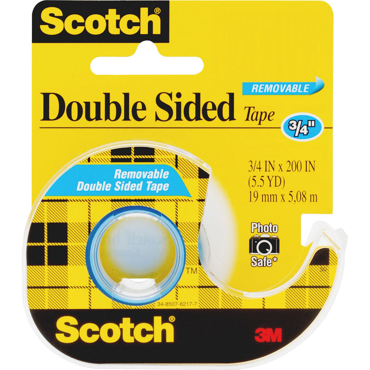 Image of 3M Double-Sided Tape, Removable, 3/4"x200", Transparent