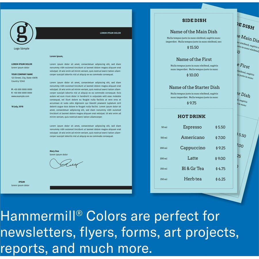 Image of Hammermill® Copy Paper, Multipurpose, 20 lb, 8-1/2"x14", 500/RM, Blue