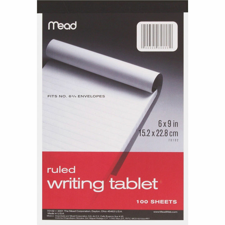 Image of Mead® Writing Tablet,Top-bound,Ruled,20 lb.,6"x9",100 Sh,White